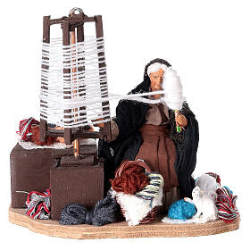 Lady spinning wool, animated Neapolitan Nativity figurine 12cm