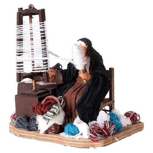 Lady spinning wool, animated Neapolitan Nativity figurine 12cm 2