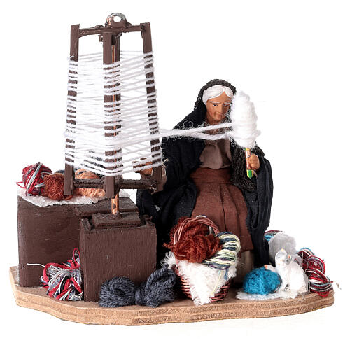 Lady spinning wool, animated Neapolitan Nativity figurine 12cm 4
