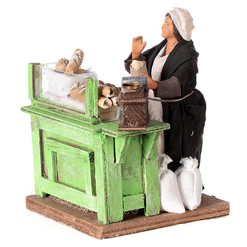 Bread seller with stall, animated Neapolitan Nativity figurine 12cm 2