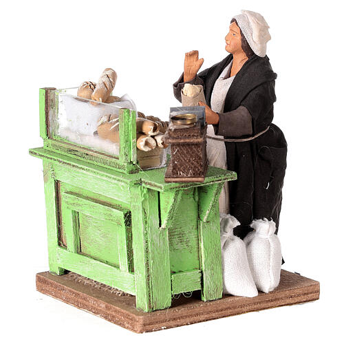 Venditrice di pane con banco 12 cm movimento presepe 2