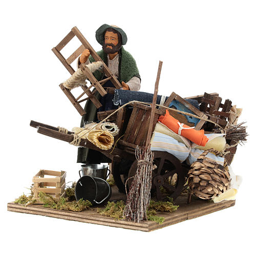 Cart of the evicted for animated Neapolitan Nativity, 14cm 7