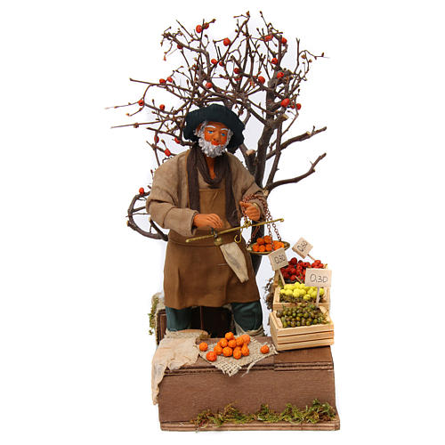 Fruit seller with scales for Animated Neapolitan Nativity, 24cm 1
