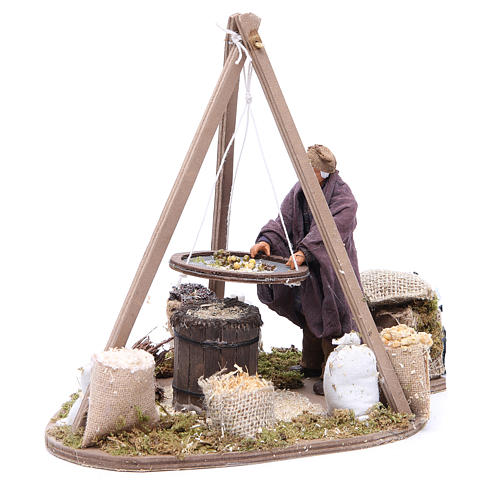 Man with sieve for animated Neapolitan Nativity, 14cm 2