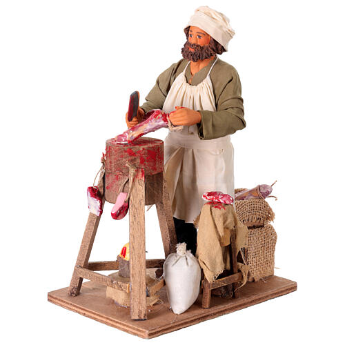 Butcher figurine for animated Neapolitan Nativity, 24cm 3