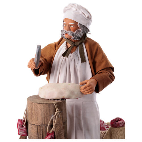 Butcher figurine for animated Neapolitan Nativity, 24cm 4