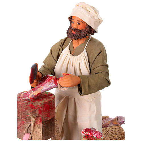Butcher figurine for animated Neapolitan Nativity, 24cm 2