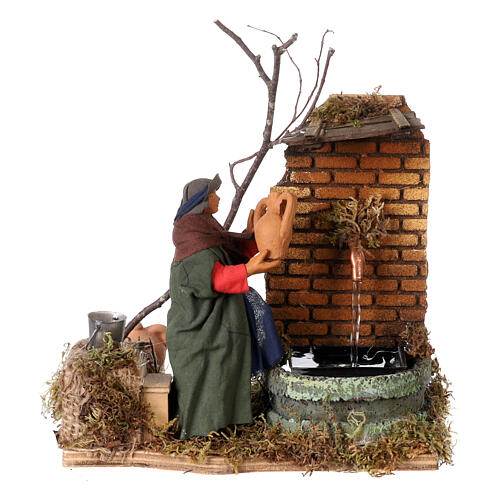 Animated Woman figurine with real fountain for Neapolitan Nativity, 12cm 1