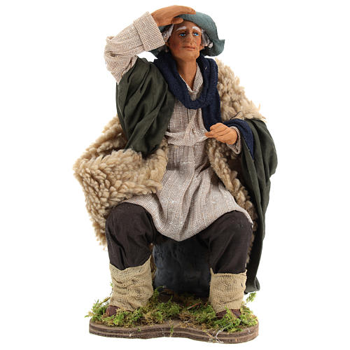 Animated Man looking in the distance figurine for Neapolitan Nativity, 24cm 1