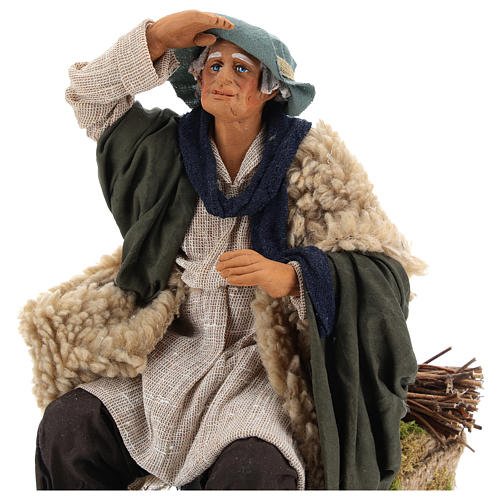 Animated Man looking in the distance figurine for Neapolitan Nativity, 24cm 2