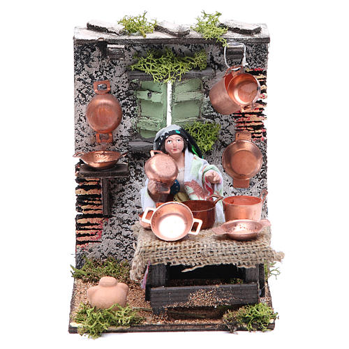 Copper seller animated figurine for Neapolitan Nativity, 10cm 1