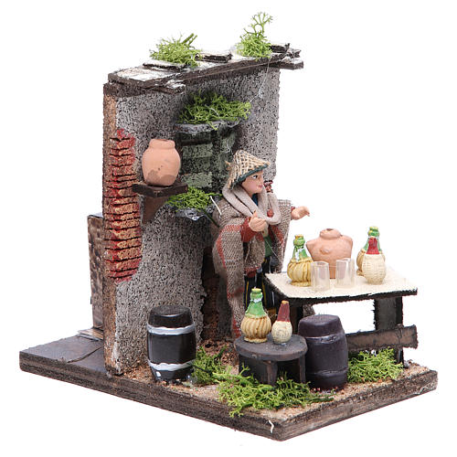 Wine seller animated figurine for Neapolitan Nativity, 10cm 3