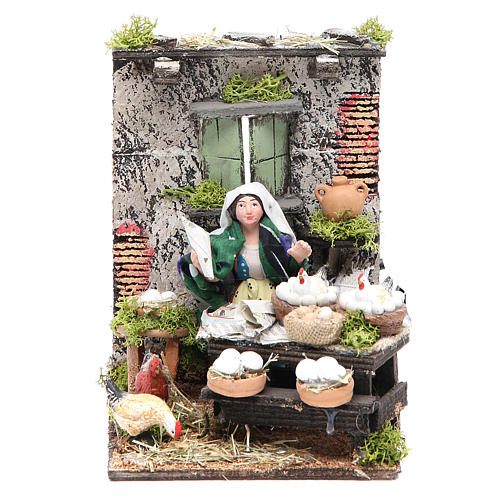 Egg seller animated figurine for Neapolitan Nativity, 10cm 1