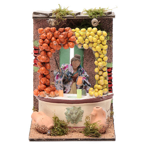 Fruit and veg seller animated figurine for Neapolitan Nativity, 10cm 1