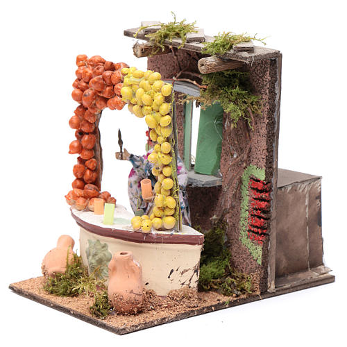 Fruit and veg seller animated figurine for Neapolitan Nativity, 10cm 2