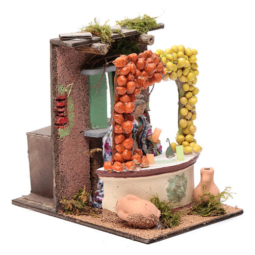 Fruit and veg seller animated figurine for Neapolitan Nativity, 10cm 3