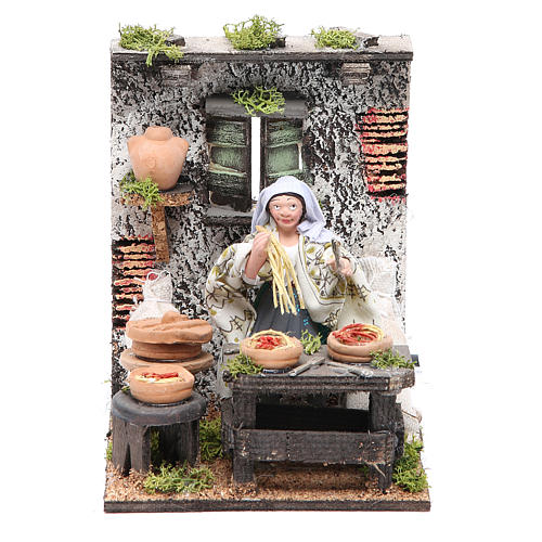 Spaghetti seller animated figurine for Neapolitan Nativity, 10cm 1