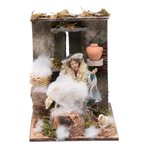 Sheep shearer animated figurine for Neapolitan Nativity, 10cm 1