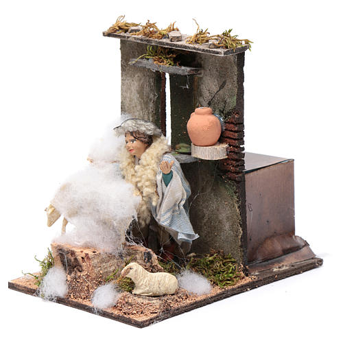 Sheep shearer animated figurine for Neapolitan Nativity, 10cm 2