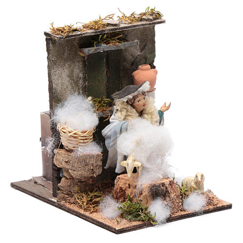 Sheep shearer animated figurine for Neapolitan Nativity, 10cm 3