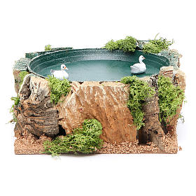 Pond with ducks, animated nativity setting 7x15x15cm