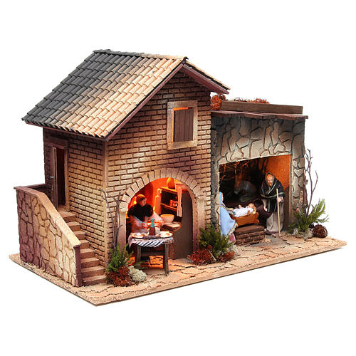 Woman working in the kitchen, animated nativity figurine, 12cm 4