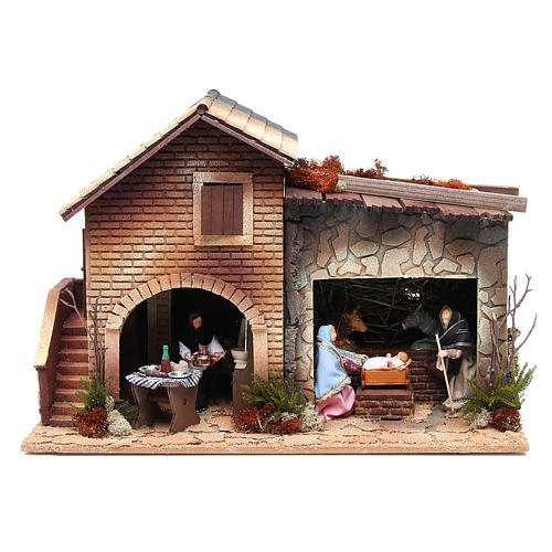 Święta Rodzina i kobieta w kuchni figurka ruchoma do szopki 12cm 1