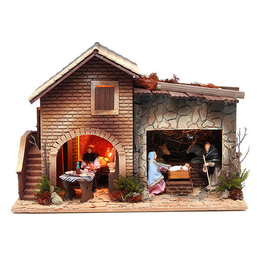 Święta Rodzina i kobieta w kuchni figurka ruchoma do szopki 12cm 2