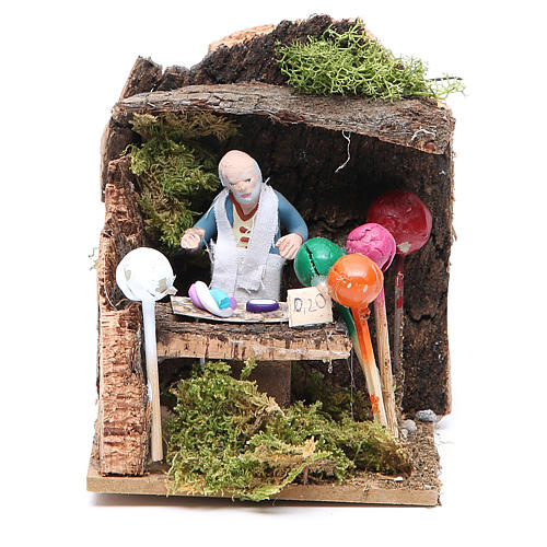 Man with balloons measuring 7cm, animated nativity figurine 1