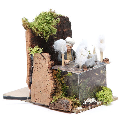 Man with candy floss measuring 7cm, animated nativity figurine 3