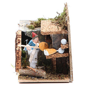 Man with bread stall measuring 4cm, animated nativity figurine