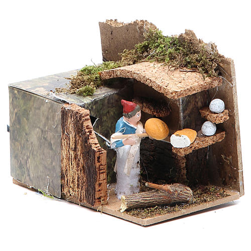 Man with bread stall measuring 4cm, animated nativity figurine 3