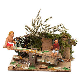 Movimento presepe: Bambino e bambina cm 7 movimento per presepe
