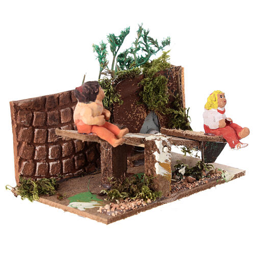 Bambino e bambina cm 7 movimento per presepe 3