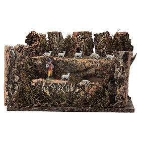 Gregge in movimento 18x33x18 cm con pastore cm 6 presepe