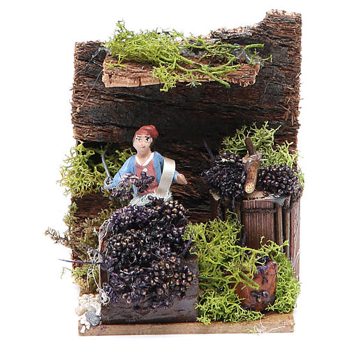 Grapes seller measuring 4cm, animated nativity figurine 1