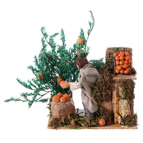 Man picking oranges measuring 10cm, animated nativity figurine 1