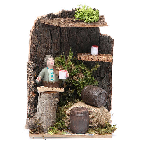 Wine seller measuring 7cm, animated nativity figurine 1
