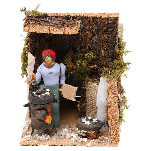 Woman with chestnuts measuring 7cm, animated nativity figurine 1