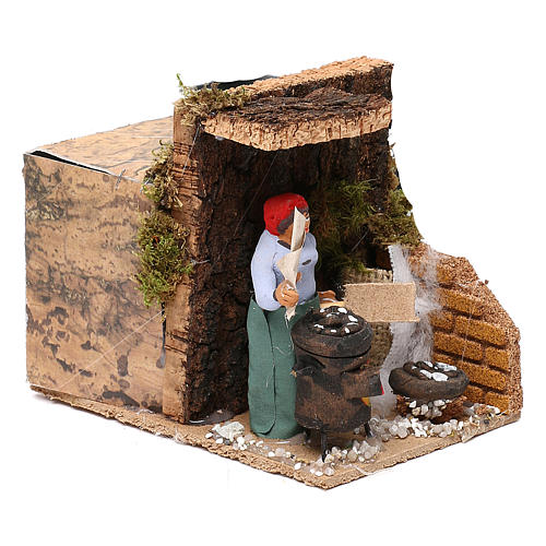 Woman with chestnuts measuring 7cm, animated nativity figurine 3