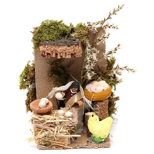 Egg seller measuring 4cm, animated nativity figurine 1