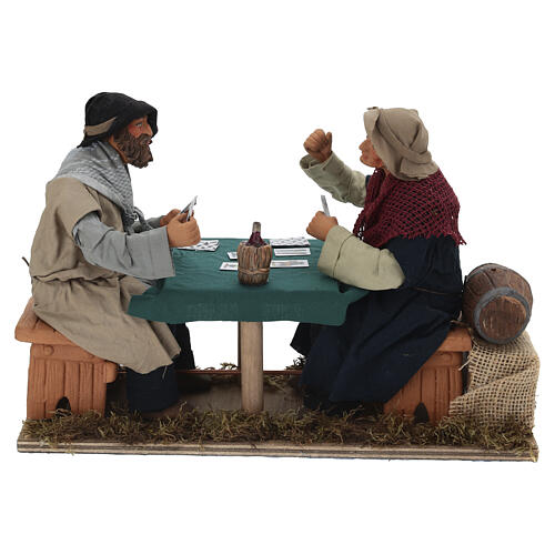 Animated Neapolitan Nativity figurines 2 card players 24cm 1