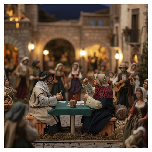 Joueurs de cartes 24 cm mouvement crèche napolitaine 2