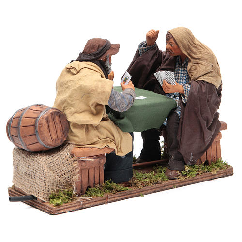 Animated Neapolitan Nativity figurines 2 card players 24cm 2