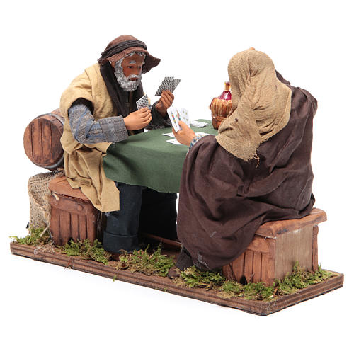 Animated Neapolitan Nativity figurines 2 card players 24cm 3