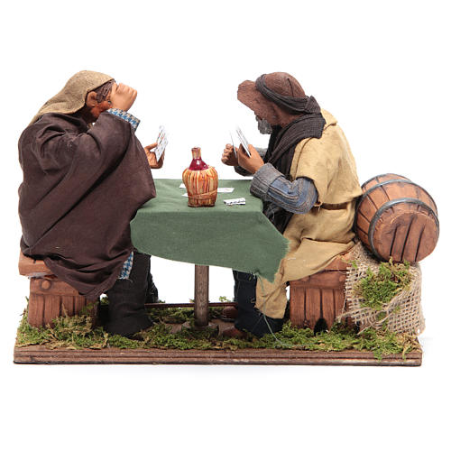 Animated Neapolitan Nativity figurines 2 card players 24cm 4