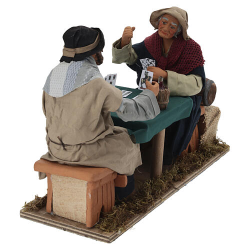 Animated Neapolitan Nativity figurines 2 card players 24cm 3