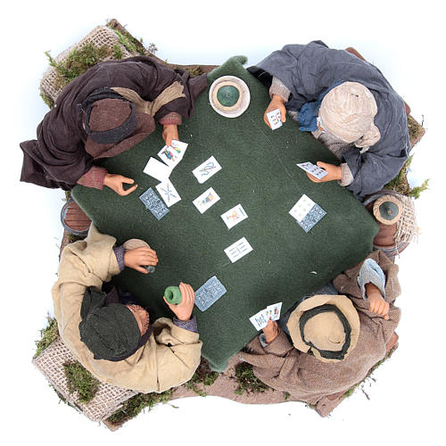 Joueurs de cartes 4 personnages 24 cm mouvement crèche napolitaine 3