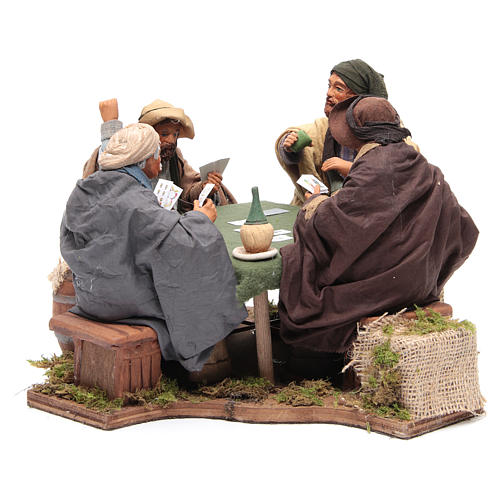 Animated Neapolitan Nativity figurines 4 card players 24cm 2