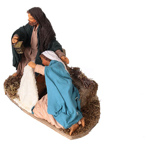 Animated Neapolitan Nativity figurine Holy family lying down 24cm 4